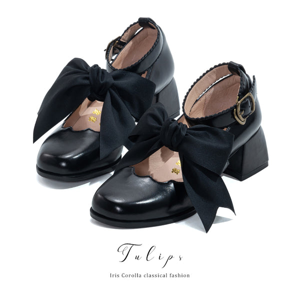 Tulip Ribbon Mary Jane Pumps - Black[2025年4月下旬-5月中旬発送予定]