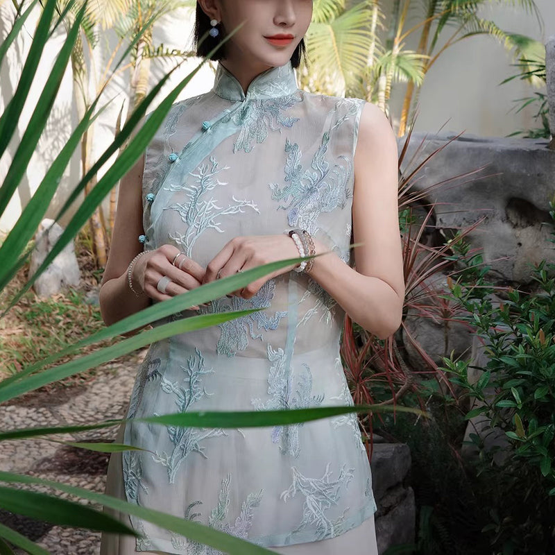 草花の刺繍シルクトップス – ManusMachina