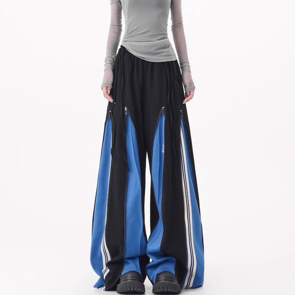 Blue Switching Wide Track Pants