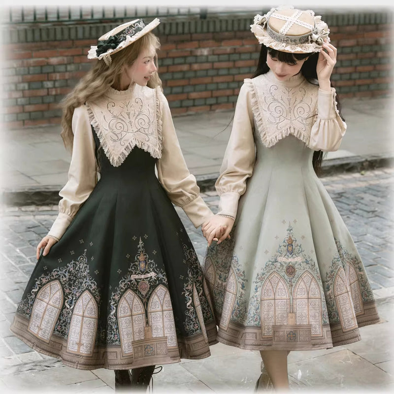 大聖堂の挿絵クラシカルワンピース[2026年2月上旬-3月上旬発送予定]