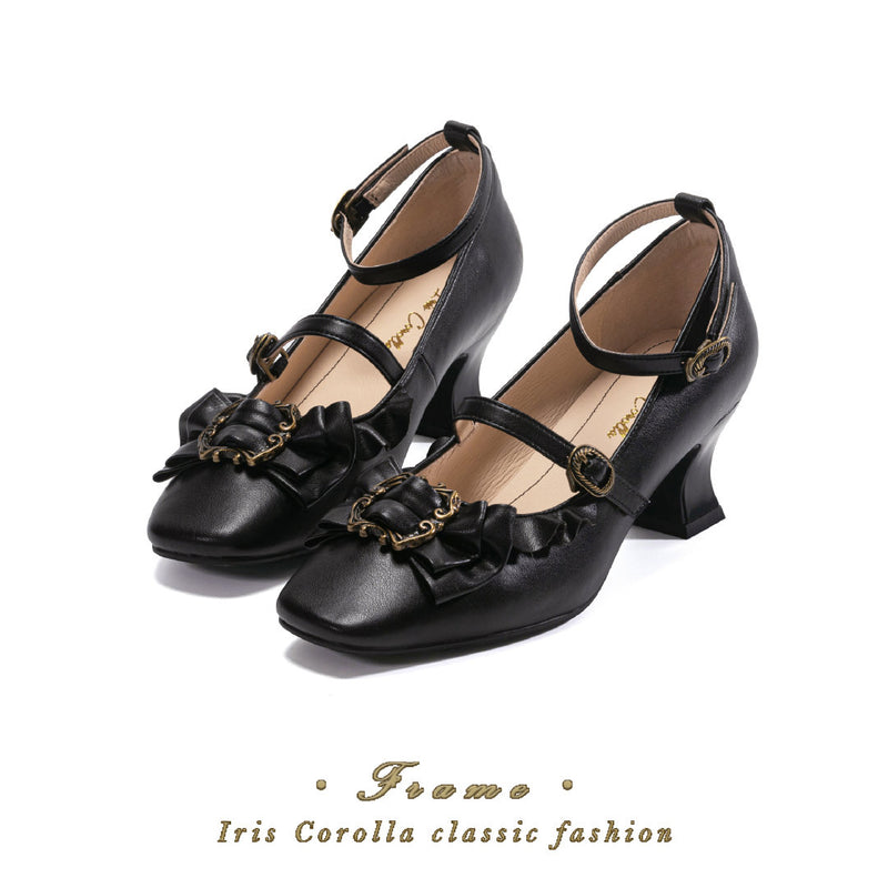 Vintage Inspired Mary Jane Pumps - Matt Black[2025年4月上旬-4月下旬発送予定]