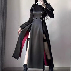 沈黙の修道女のゴシックワンピースとフードケープ - Black Red[2026年5