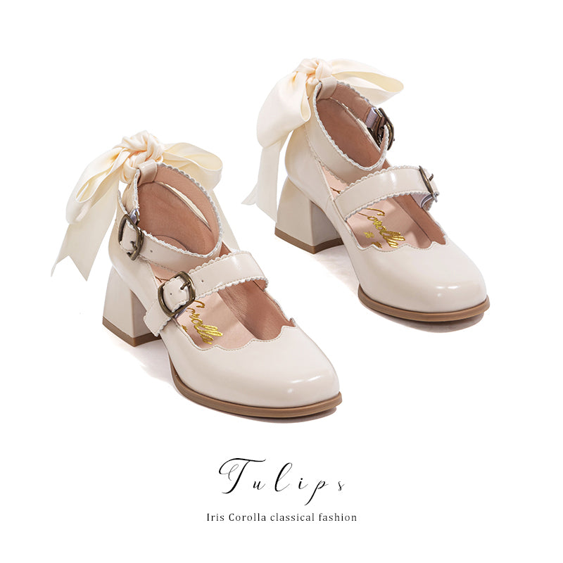 Tulip Ribbon Mary Jane Pumps - Ivory[2025年4月下旬-5月中旬発送予定]