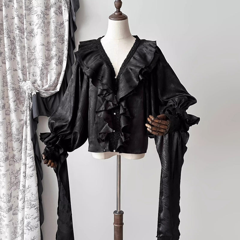 伯爵令嬢のヴィクトリアンブラウス - Black[2026年4月中旬-5月中旬発送予定]