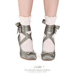 Demi Pointe High Heel Pumps (Double Ankle Strap) - Gray Green / Silver Heel[2025年11月中旬-12月上旬発送予定]