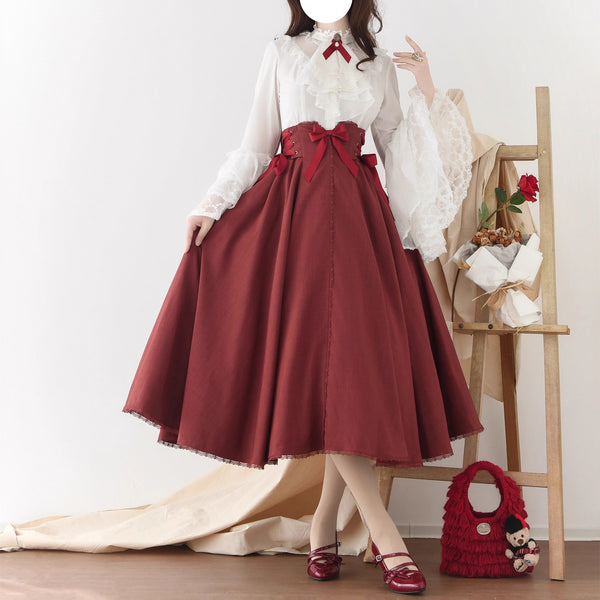 深紅のお嬢様のコルセットリボンスカート[2026年2月上旬-3月上旬発送予定]