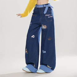 ₍ ᐢ. ̫ .ᐢ ₎♡様 お仕上がり確認用 Puppy Embroidered Checkered Denim Pants – ManusMachina