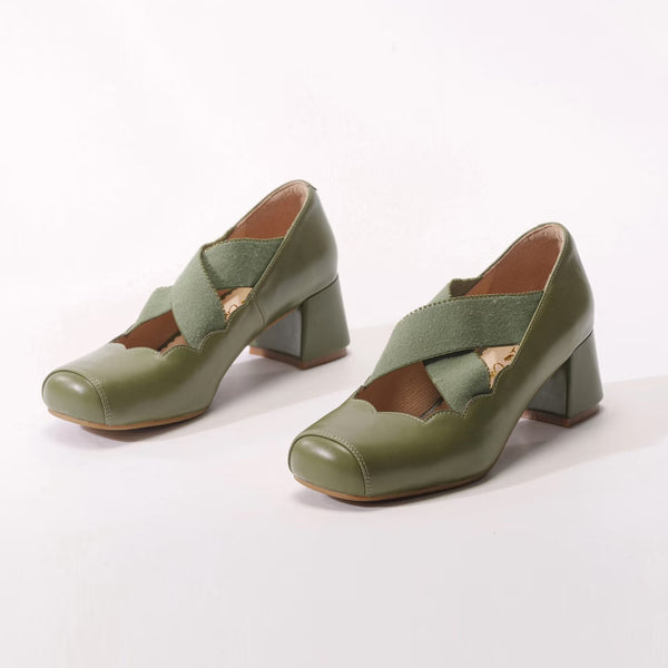 Releve Cross Strap Heel Pumps - Forest Green[2026年2月上旬-3月上旬発送予定]