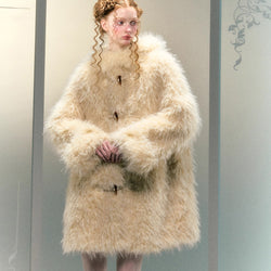 Milky Yellow Hooded Fur Coat