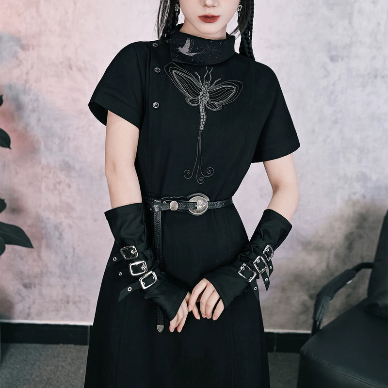 昆虫の刺繍アシンメトリーワンピース – ManusMachina