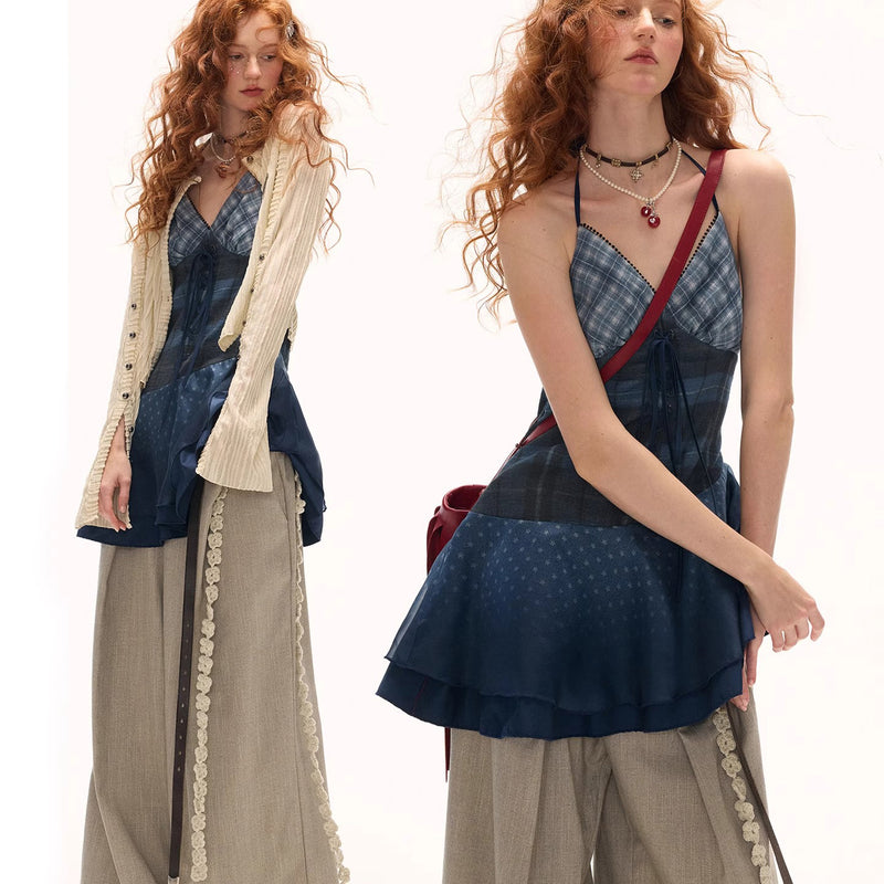 Dark Navy Patchwork Camisole Top