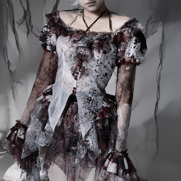 血塗れのお嬢様のゴシックブラウス - Dark Red[2026年2月下旬-3月下旬発送予定]