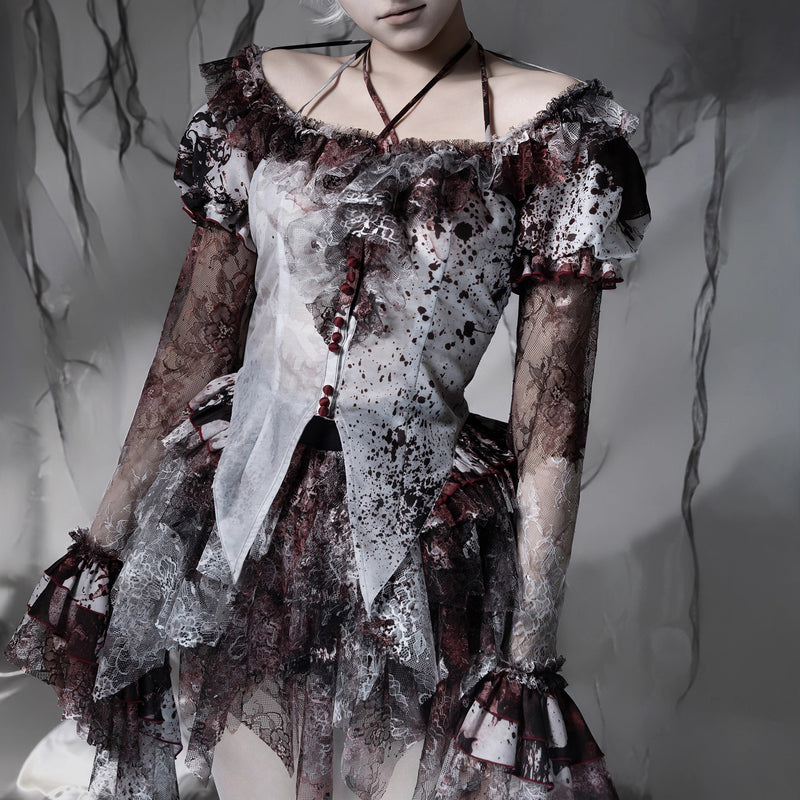 血塗れのお嬢様のゴシックブラウス - Dark Red[2026年2月下旬-3月下旬発送予定]