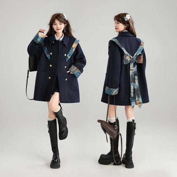西洋油彩画のリボンダブルブレストコート