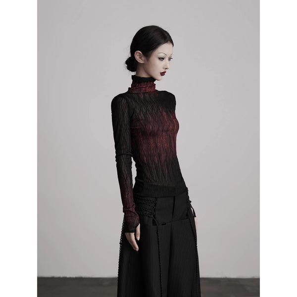 Red Flame Lace High Neck Top