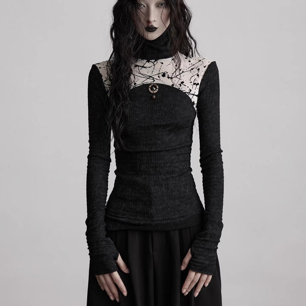 Ink Painting Knit Lace Tank Top