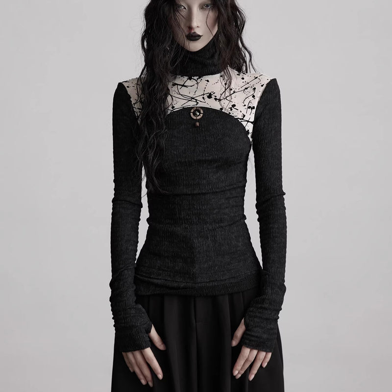 Ink Painting Knit Lace Tank Top