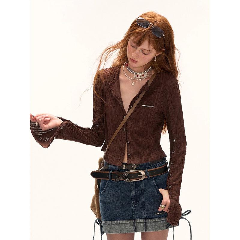 Striped Multi Button Knit Cardigan