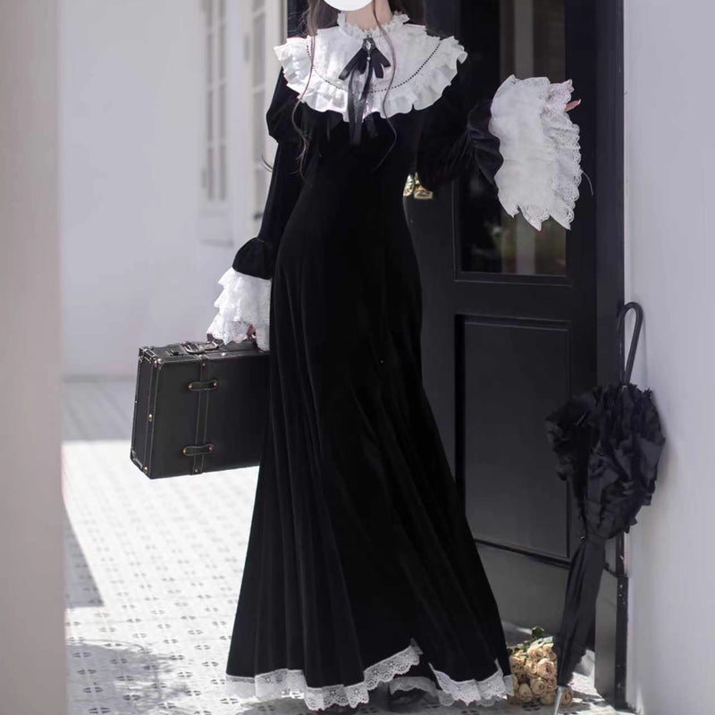 伯爵令嬢のベルベットマーメイドワンピース