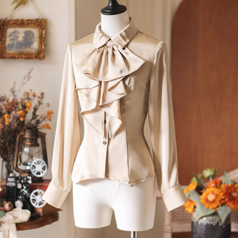 英国のお嬢様のクラシカルブラウス - Ecru Beige[2025年12月中旬発送予定]