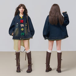 花とリボンを編んだデニムジャケット – ManusMachina