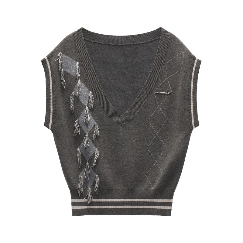 Gray Retro Knit Vest