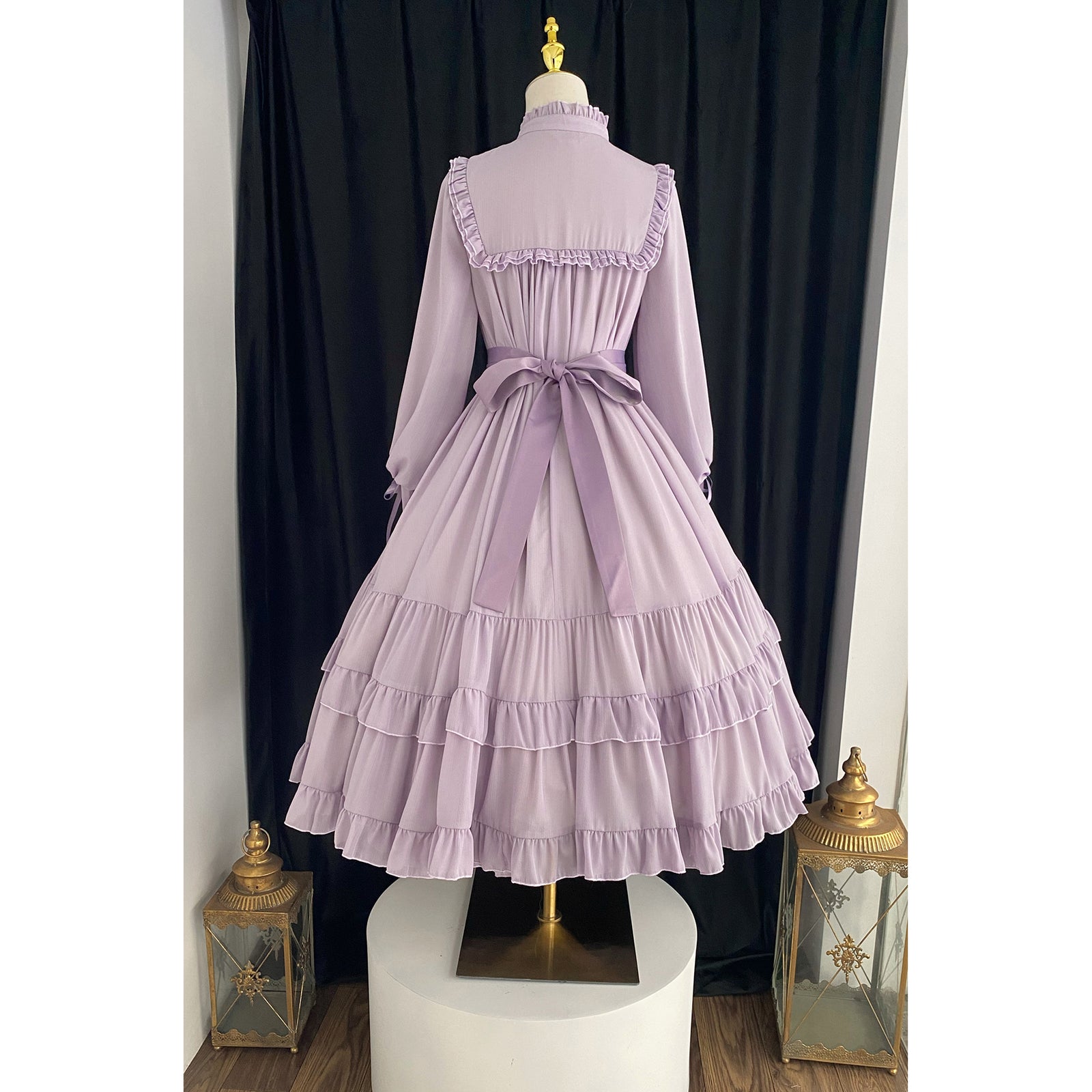 お値下げ　人気Hanatsukuriyarei様　アンティーク ワンピース somari imaginationフリル×レトロデザインロングワンピース[品番