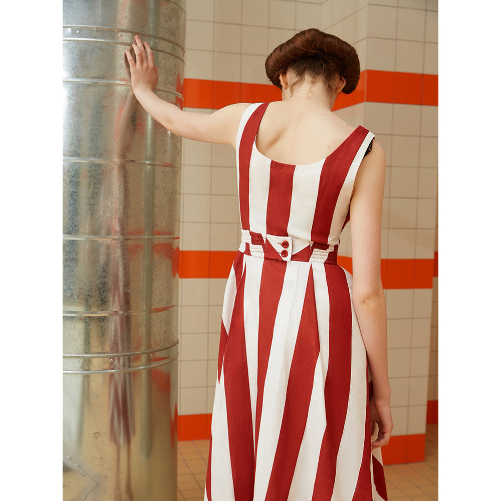 映画女優の縦縞ストライプワンピース – ManusMachina