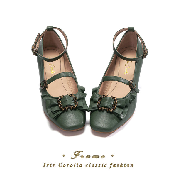 Vintage Inspired Mary Jane Pumps - Ivy Green[2025年4月上旬-4月下旬発送予定]