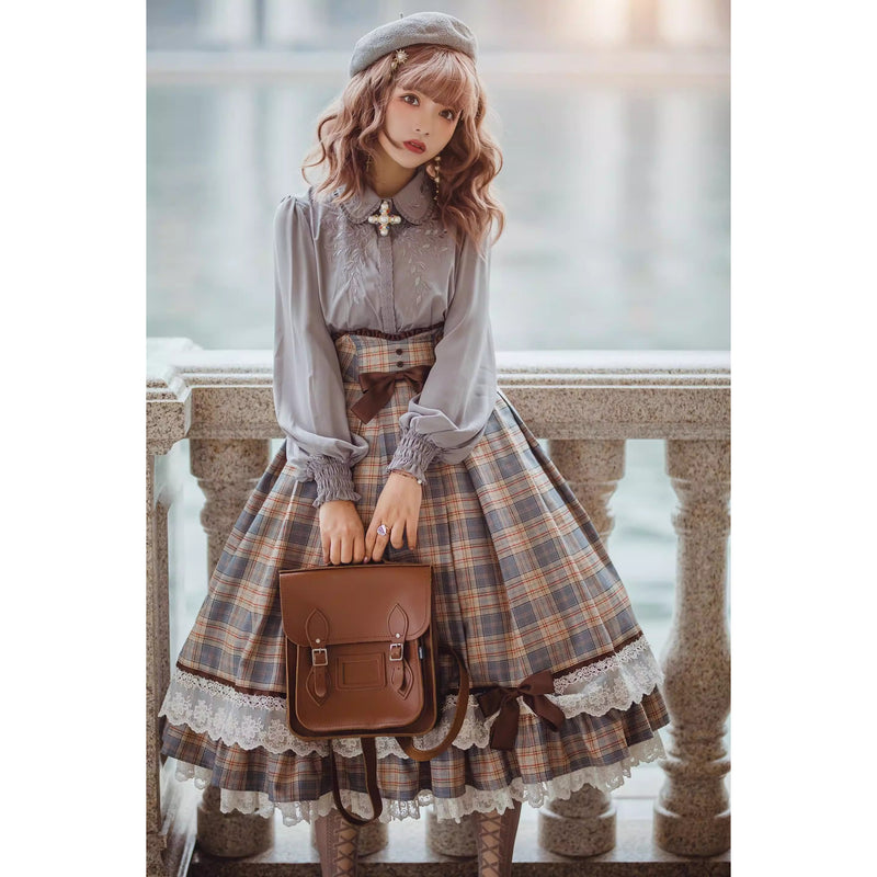 英国令嬢のコルセットスカート - Mist Blue x Light Brown[2026年6月