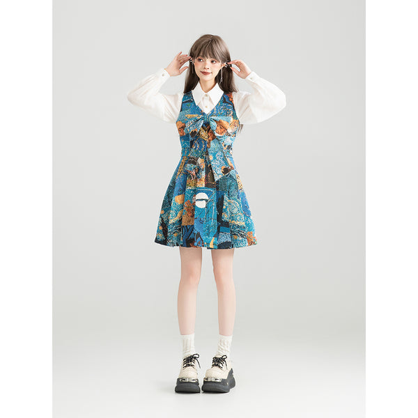 西洋画家の油彩画ジャンパースカート