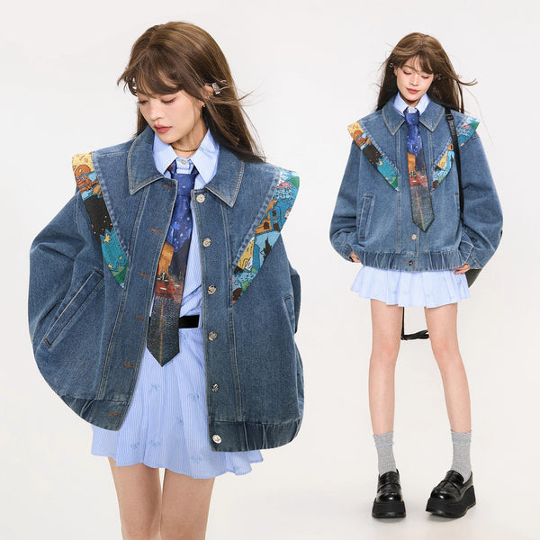 西洋油彩画のウイングリボンデニムジャケット