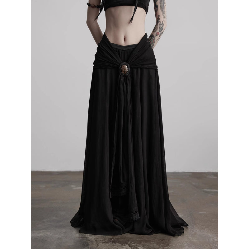Cameo Brooch Gothic Long Skirt