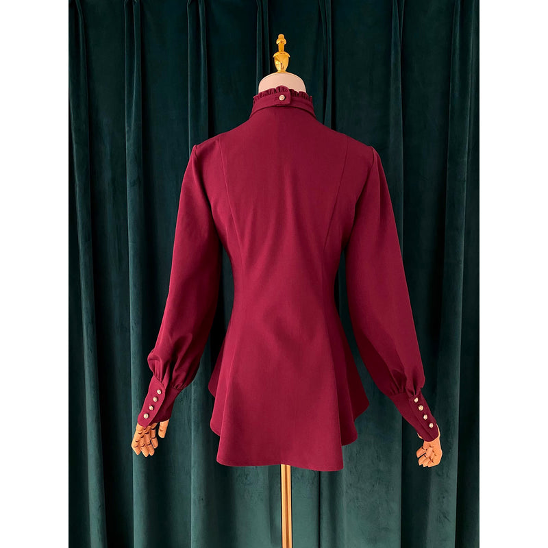 中世貴族の十字架プリーツブラウス - Wine Red[2025年9月上旬-9月下旬発送予定]