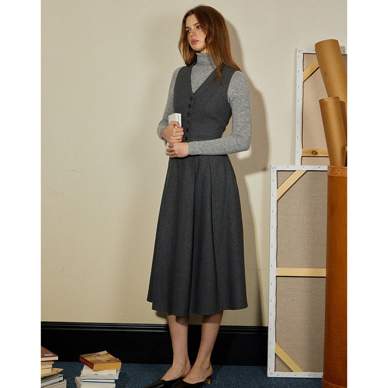 "Violin Poet " Classic Gray Jacket, Vest and Skirt