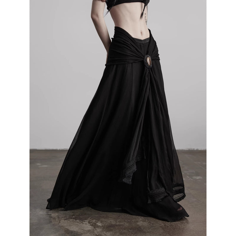 Cameo Brooch Gothic Long Skirt
