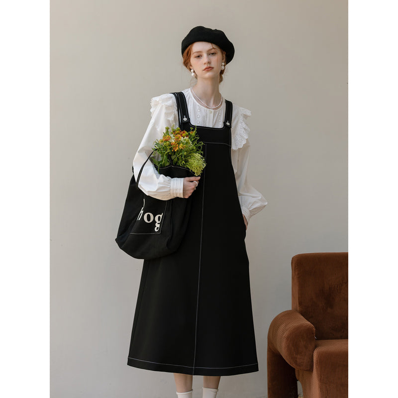 Black Lily Flower-Colored Jumper Skirt