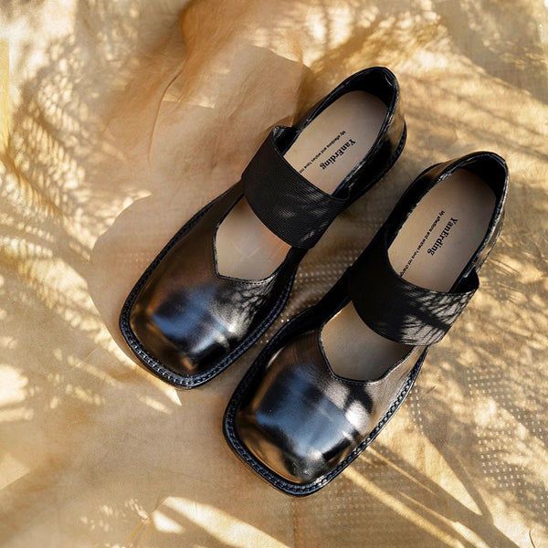 Black Square Toe Mary Jane Shoes