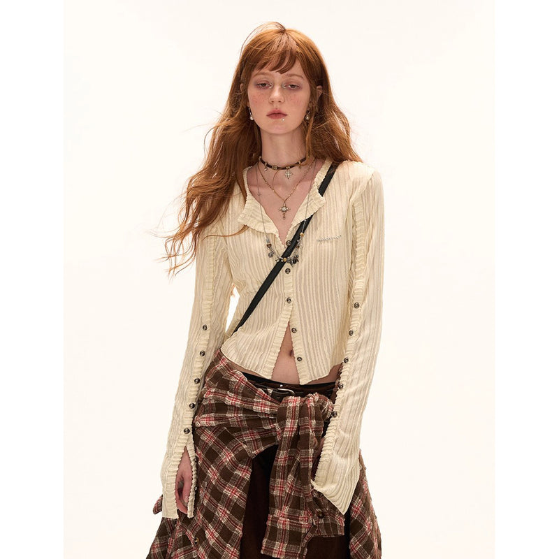 Striped Multi Button Knit Cardigan