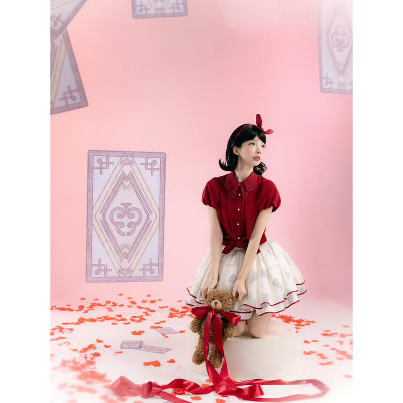 蝶の羽の刺繍ブラウスとフレアスカート[2025年7月下旬-8月中旬発送予定]