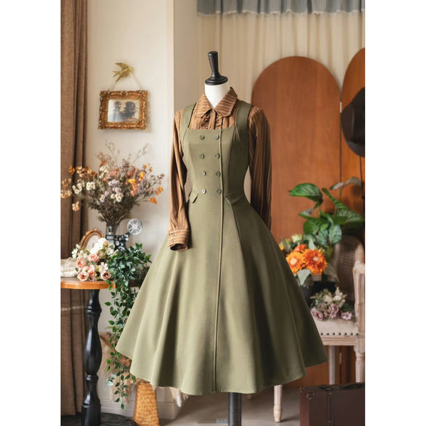 英国のお嬢様のブリティッシュジャンパースカート - Moss Green