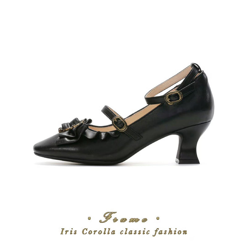 Vintage Inspired Mary Jane Pumps - Matt Black[2025年4月上旬-4月下旬発送予定]