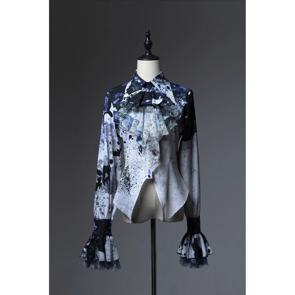 血塗れのお嬢様のヴィクトリアンブラウス - Dark Blue[2026年2月下旬-3月下旬発送予定]