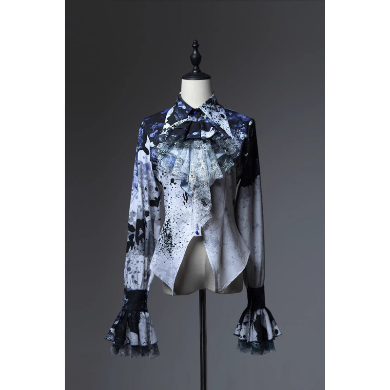 血塗れのお嬢様のヴィクトリアンブラウス - Dark Blue[2026年2月下旬-3月下旬発送予定]