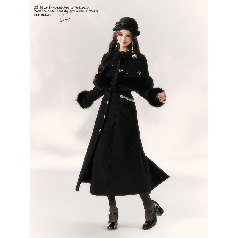 Elegant Embroidered Classical Cape Coat