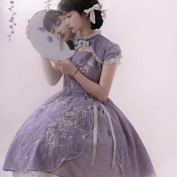 藤の花の刺繍ボレロワンピース[2025年9月中旬-10月上旬発送予定]