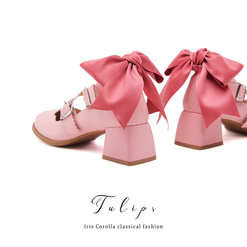 Tulip Ribbon Mary Jane Pumps - Pink[2025年4月下旬-5月中旬発送予定]