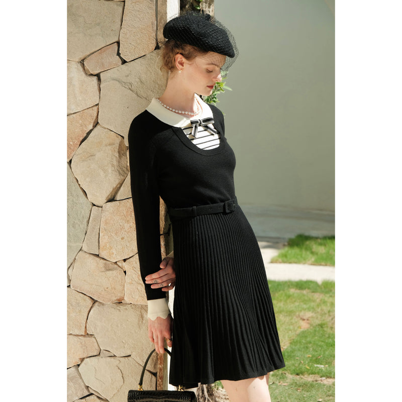 Black Knitted One Piece Dress