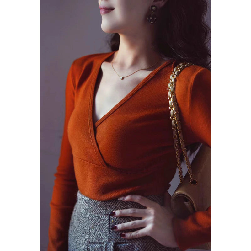 巴里貴婦人レトロニットトップス