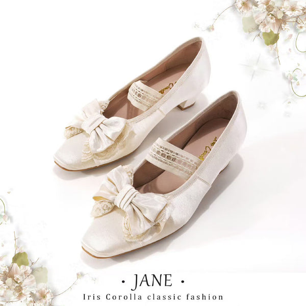 Satin Ribbon Low Heel Pumps - Ivory[2025年7月上旬-8月上旬発送予定]